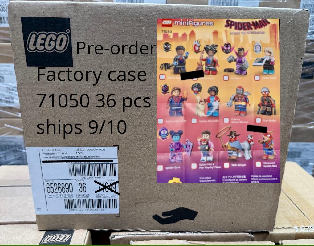 PRE-ORDER Lego 71050 Minifigures Spiderman Across the Spider Verse SEALED BOX OF 36 - Free shipping